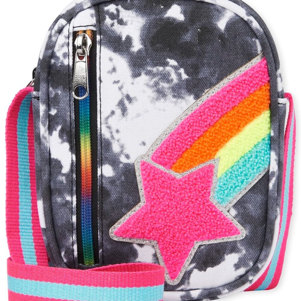 NWT Children's Place Girls Tie Dye Star Crossbody Bag Canvas star patch adorable
